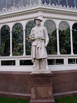 Linnaeus marble by Léon-Joseph Chavalliaud (1899), outside the Palm House at Sefton Park in Liverpool