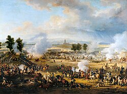 The Battle of Marengo by Louis-François Lejeune. In 1800, Bonaparte took the French Army across the Alps, eventually defeating the Austrians at Marengo.