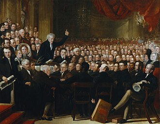 A painting of the 1840 World Anti-Slavery Convention at Exeter Hall in London[373]