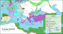 Viking raids and division of the Frankish Empire at the Treaty of Verdun in 843