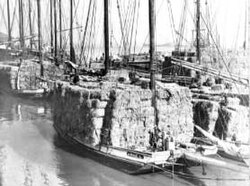 Late 19th-century hay boat with small square bales