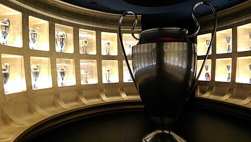 A partial view of the club's trophy room at the Mondo Milan Museum