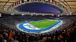The Olympiastadion hosted the 1936 Summer Olympics, the 2006 FIFA World Cup final, and the UEFA Euro 2024 final.