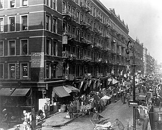 The Lower East Side in 1909. Berlin said he never forgot his childhood years when he slept under tenement steps, ate scraps, wore secondhand clothes and sold newspapers. "Every man should have a Lower East Side in his life," he said.