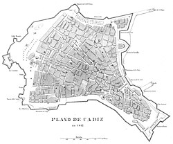 Map of the Spanish city of Cádiz