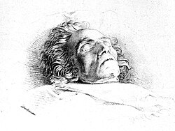 Beethoven (age 56) on his deathbed as depicted in a Josef Danhauser sketch (1827)