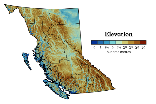 British Columbia's geography is epitomized by the variety and intensity of its physical relief, which has defined patterns of settlement and industry since colonization.