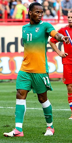 Drogba (pictured playing for the Ivory Coast in 2012) was named captain in 2006.