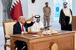 Sheikh Tamim with President Donald Trump, 14 May 2025