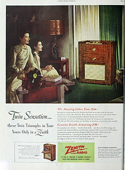 Zenith radio and record player advertised in the Ladies' Home Journal, 1948