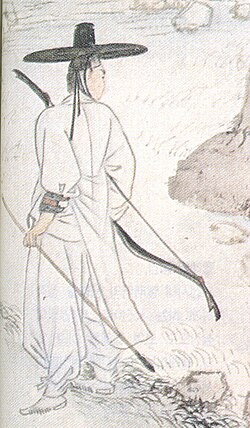 A leisure class: a yangban takes a break while hunting. Hyewon, early 19th century.