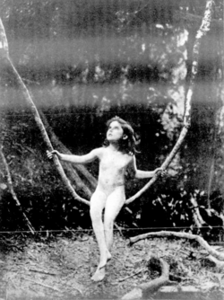 Photograph showing a nude child from The Australasian, 1901. Pictures depicting childhood nudity were considered conventional during the Victorian era.[109]