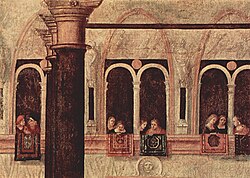 Carpets displayed over windows for a procession in Venice. Detail by Vittore Carpaccio, 1507