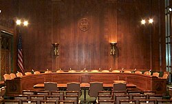 Committee Room 226 in the Dirksen Senate Office Building, used for hearings by the Senate Judiciary Committee