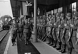 Spanish leader Francisco Franco and Adolf Hitler at the Meeting at Hendaye, 1940