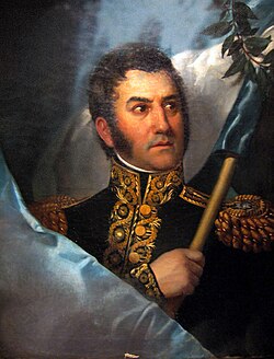 San Martín wrapped in the flag.