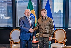 Lula with Ukrainian President Volodymyr Zelenskyy, 20 September 2023