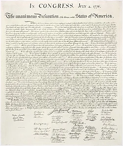 The Declaration of Independence, which Jefferson largely wrote in isolation between June 11 and 28, 1776, from a floor he was renting in a home at 700 Market Street in Center City Philadelphia,[58] contain "the most potent and consequential words in American history," historian Joseph Ellis later wrote.