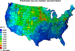 Radon map of the United States
