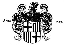 The coat of arms of Barcelona with the Aragonese royal crest (1627)