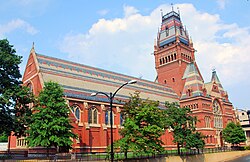 Memorial Hall, built on the main Cambridge campus in 1870