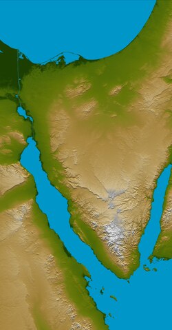 Topographic map showing the Suez Canal
