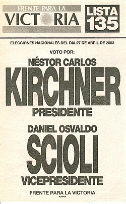 Presidential ballot of the Néstor Kirchner – Daniel Scioli ticket