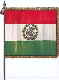 Flag of the Cispadane Republic, which was the first Italian tricolour adopted by a sovereign Italian state (1797)
