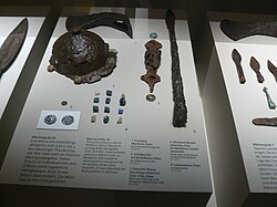 Franconian warrior's grave goods from the early mediaeval burial site of Westheim