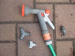 Gardena helped popularize quick-connect garden hose fittings such as these