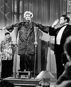 Welles the magician with Lucille Ball in I Love Lucy (October 15, 1956)
