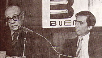 Ernesto Sabato with Peruvian writer Mario Vargas Llosa in 1981