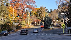 View of Broadway in 2025, near the Old Dutch Church of Sleepy Hollow, less than one mile from where Broadway ends