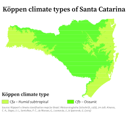 Köppen types of Santa Catarina