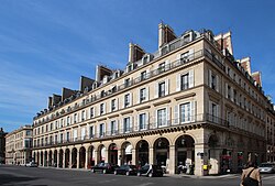 Parisian apartment building on Rue de Rivoli. The name of the street comes from Napoleon's victory over the Austrians at the Battle of Rivoli (1797)