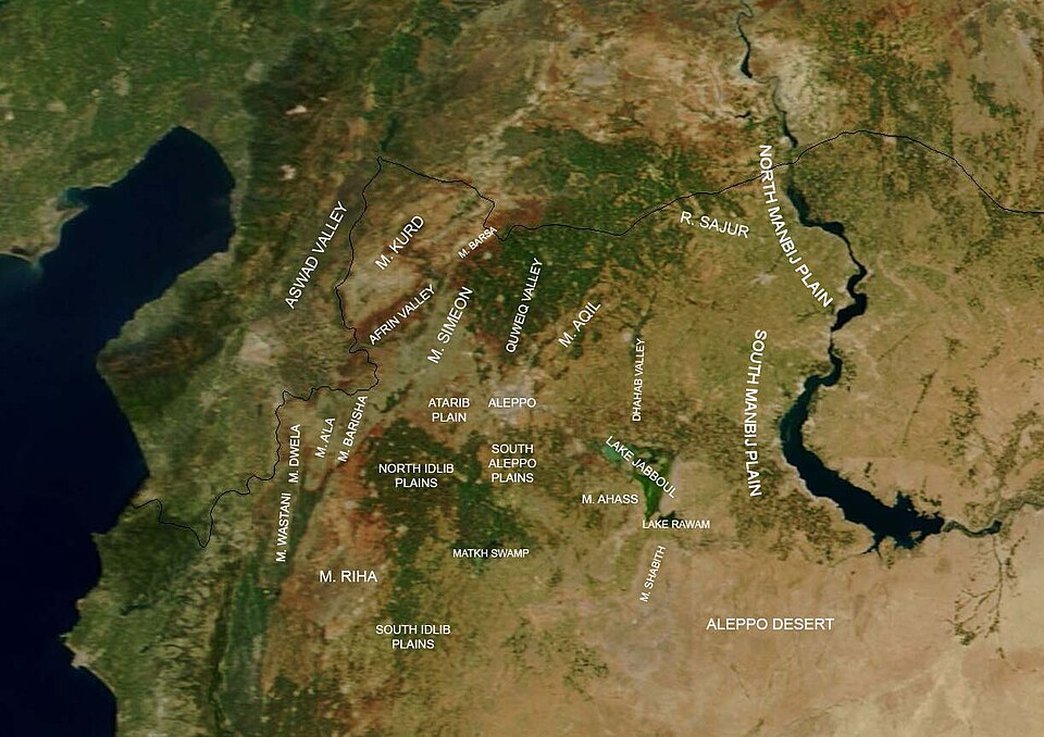 Geographic features on the Aleppo plateau