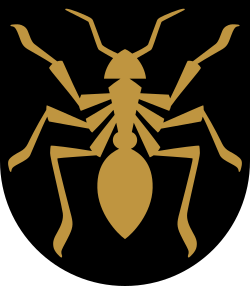 An ant pictured in the coat of arms of Multia, a town in Finland