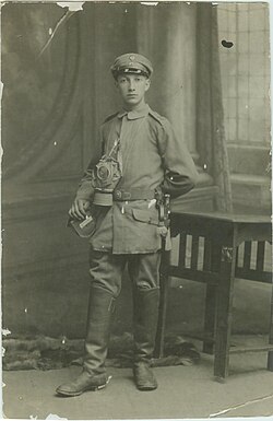Willi Ermann of Saarbrücken, a German Jewish soldier in World War I: Ermann was murdered at Auschwitz in the Holocaust.[49]