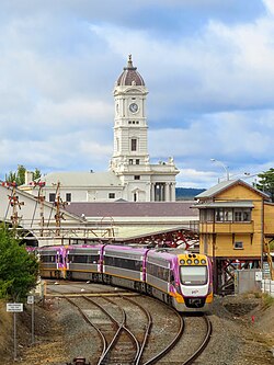 A V/Line VLocity diesel train at Ballarat station