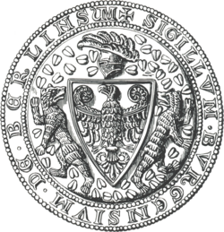 Seal of the city of Berlin (1280), showing the Brandenburg coat of arms flanked by two bears