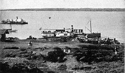 Steamer on the riverbank at Posadas in 1892