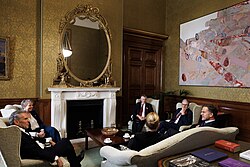 Cooper and Starmer meeting with Prime Ministers Mette Frederiksen, Dick Schoof and Secretary General Mark Rutte in October 2025