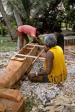 Canoe carving on Nanumea atoll, Tuvalu
