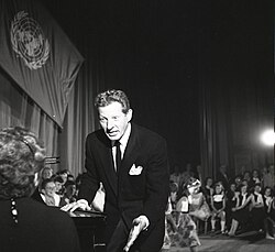 Kaye during his visit to Israel, 1956, Boris Carmi, Meitar collection, National Library of Israel
