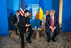 Zelenskyy and U.S. President Donald Trump at NATO summit in The Hague, 25 June 2025