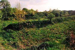 1998 photo of the foundations of the Tannenberg Memorial – the former burial site of Paul von Hindenburg
