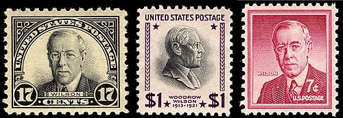 The U.S.Post Office issued postage stamps honoring Wilson: The 17-cent issued in 1925; The 1-dollar issued in 1938, the 7-cent in 1956