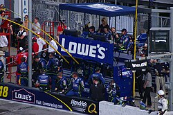 The Lowe's-sponsored team of Jimmie Johnson's pit box