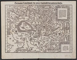 This map published in Zürich in 1548 defines "the German Nation" based on its traditions, customs and language.[8]