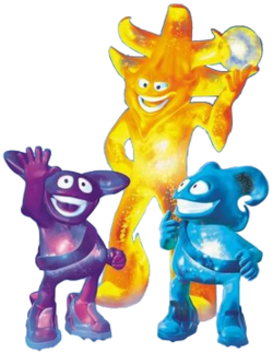 Ato, Kaz and Nik were the 2002 World Cup mascots.
